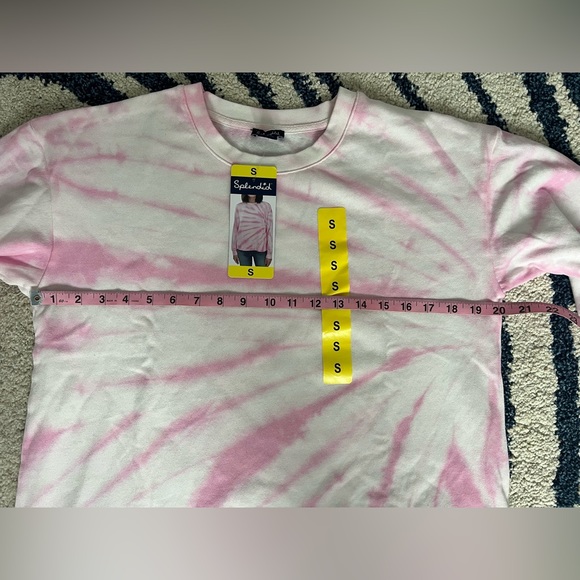 🆕 NWT Splendid Pink White Tie Dye Cozy Crewneck Pullover Sweatshirt, Small - Picture 6 of 6
